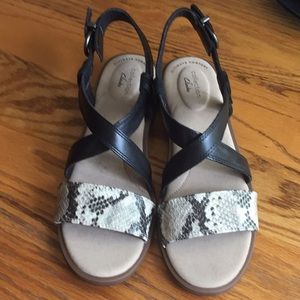 Clark’s snake print strappy sandal . Size 8